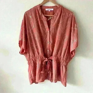 NEW Sweet Rain Young Contemporary Sz 3X Womens Orange Floral Print Peplum Top